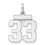 Sterling Silver/Rhodium-plated Polished Number 33 Charm