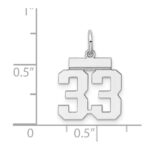 Sterling Silver/Rhodium-plated Polished Number 33 Charm - Image 3