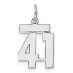 Sterling Silver/Rhodium-plated Polished Number 41 Charm