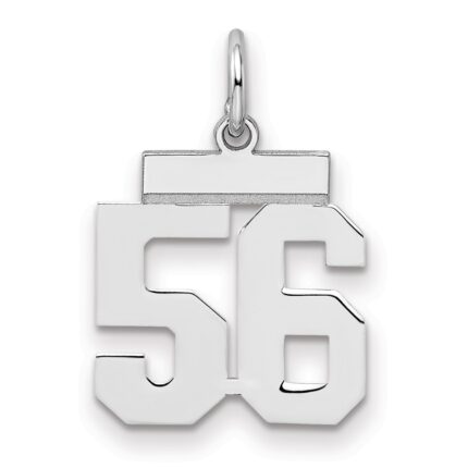 Sterling Silver/Rhodium-plated Polished Number 56 Charm