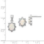 Sterling Silver Rhodium-plated Created Opal Pendant and Earring Set - Image 4