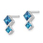 Sterling Silver Polished Blue Topaz Pendant and Post Earrings Set - Image 2