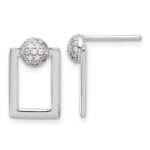 Sterling Silver RH-plated Micro Pave CZ Rectangle Earrings and Pendant Set - Image 2