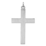 Sterling Silver Rh-plated Satin & Polished Laser Designed Cross Pendant - Image 3