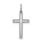 Sterling Silver Rhodium-plated Laser Designed Cross Charm