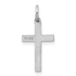 Sterling Silver Rhodium-plated Laser Designed Cross Charm - Image 3