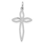 Sterling Silver Rhodium-plated Laser Designed Cross Pendant - Image 3