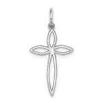 Sterling Silver Rhodium-plated Laser Designed Cross Pendant