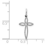 Sterling Silver Rhodium-plated Laser Designed Cross Charm - Image 4