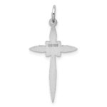 Sterling Silver Rhodium-plated Laser Designed Cross Pendant - Image 3
