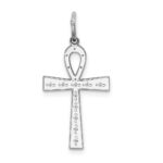 Sterling Silver Rhodium-plated Laser Designed Cross Pendant