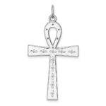 Sterling Silver Rhodium-plated Laser Designed Cross Pendant