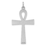 Sterling Silver Rhodium-plated Laser Designed Cross Pendant - Image 4