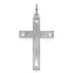 Sterling Silver Rhodium-plated Laser Designed Cross Pendant - Image 4