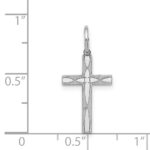 Sterling Silver Rhodium-plated Laser Designed Cross Charm - Image 3