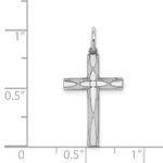 Sterling Silver Rhodium-plated Laser Designed Cross Pendant - Image 3