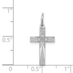 Sterling Silver Rhodium-plated Laser Designed Cross Charm - Image 3