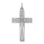 Sterling Silver Rhodium-plated Laser Designed Cross Pendant