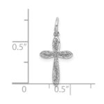 Sterling Silver Rhodium-plated Laser Designed Cross Charm - Image 4