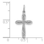 Sterling Silver Rhodium-plated Laser Designed Cross Pendant - Image 4