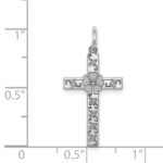 Sterling Silver Rhodium-plated Laser Designed Cross Pendant - Image 3