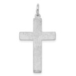 Sterling Silver Rhodium-plated Laser Designed Cross Pendant - Image 4