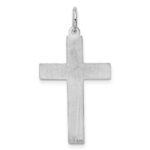 Sterling Silver Rhodium-plated Laser Designed Cross Pendant - Image 4