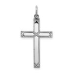 Sterling Silver Rhodium-plated Laser Designed Cross Pendant