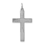 Sterling Silver Rhodium-plated Laser Designed Cross Pendant