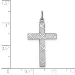 Sterling Silver Rhodium-plated Laser Designed Cross Pendant - Image 3