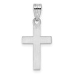 Sterling Silver Rhodium-plated Pink Enameled Heart Cross Charm - Image 4