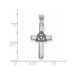 Sterling Silver Rhodium-plated Black Enameled Trilogy Cross Charm - Image 3