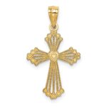 14K Cut-Out Stripes Cross with Heart Charm - Image 4