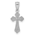 14k White Gold Budded Cross Charm - Image 3