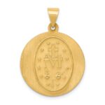 14k Polished and Satin Hollow Miraculous Medal Round Pendant - Image 3
