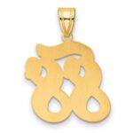 14k Brushed Border Script Number 88 Pendant - Image 3