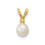 14k Madi K 4-5mm White Near-Round Freshwater Cultured Pearl and CZ Pendant - Image 3