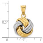 14k Two-Tone Polished Textured Love Knot Pendant - Image 3