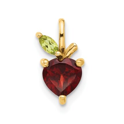 14K Heart-shaped Garnet and Peridot Apple Pendant