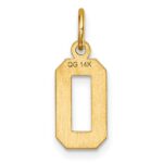 14k Small Brushed Diamond-cut Number 0 Charm - Image 3
