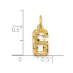 14k Small Brushed Diamond-cut Number 6 Charm - Image 4