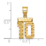 14k Small Brushed Diamond-cut Number 10 Charm - Image 3