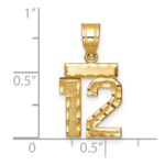 14k Small Brushed Diamond-cut Number 12 Charm - Image 2