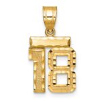 14k Small Brushed Diamond-cut Number 18 Charm