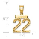 14k Small Brushed Diamond-cut Number 22 Charm - Image 3