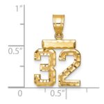 14k Small Brushed Diamond-cut Number 32 Charm - Image 3