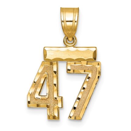 14k Small Brushed Diamond-cut Number 47 Charm