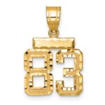 14k Small Brushed Diamond-cut Number 83 Charm