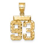 14k Small Brushed Diamond-cut Number 93 Charm