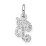 14KW White Gold Casted Script Letter B Initial Charm - Image 4